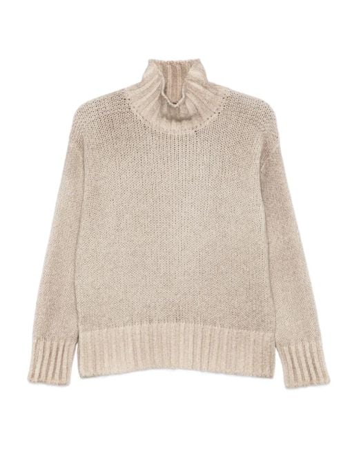 Avant Toi Natural High-Neck Ribbed-Knit Sweater