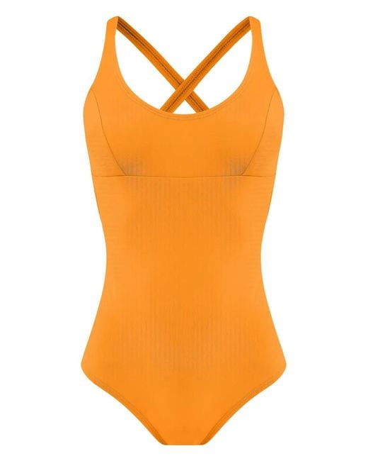 Amir Slama Orange Maillot De Bain À Bretelles Croisées