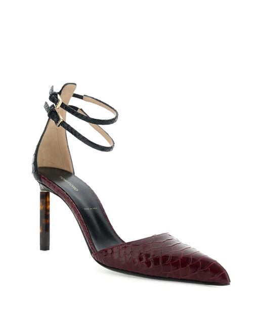Tom Ford Metallic Ankle Strap Stiletto Heel Pumps