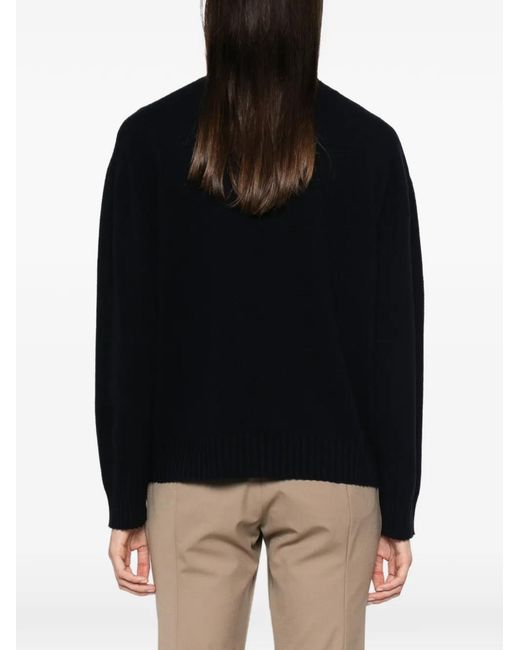 Fabiana Filippi Black Bead-Embellished V-Neck Sweater