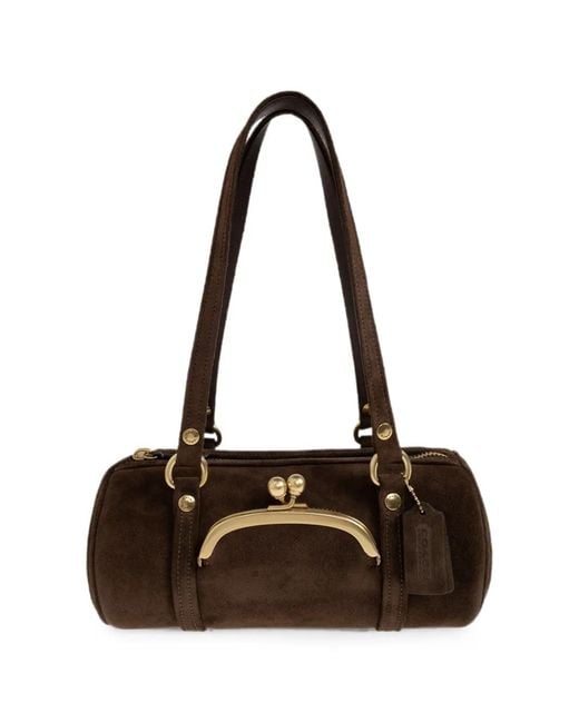 COACH White Kisslock Barrel 28 Shoulder Bag