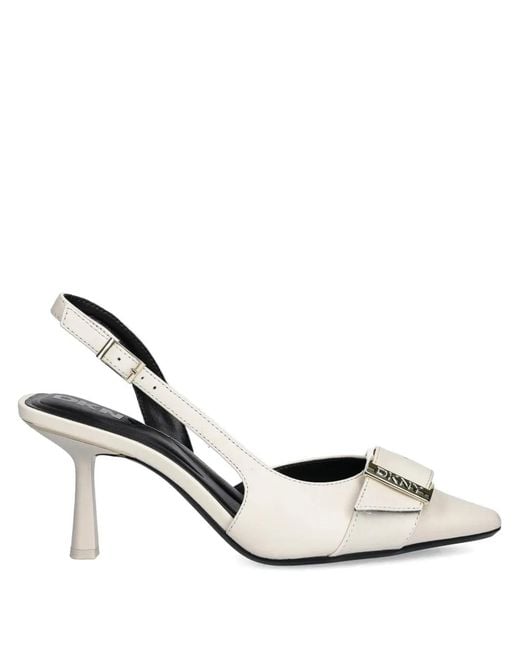 DKNY Metallic Buckle-Detail Sling Back Pumps
