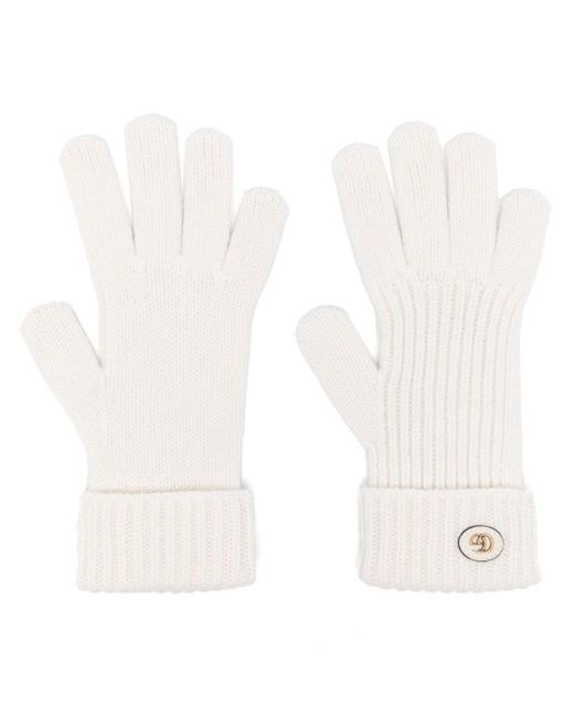 Gucci Gebreide Handschoenen Met GG-logo in het White