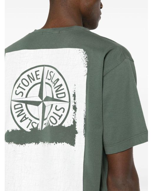 Stone Island Katoenen T-shirt Met Logoprint in het Green voor heren