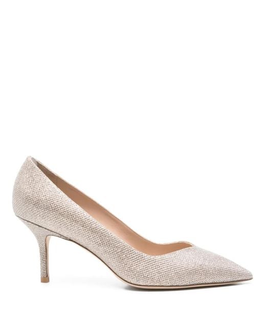 Stuart Weitzman White 75Mm Glitter Pointed-Toe Pumps