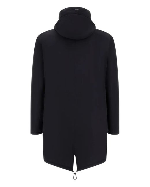 Herno Blue Hooded Parka Down Jacket Clothing for men