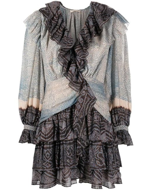 Ulla Johnson Gray Sara Ruffled Mini Dress