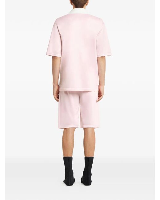 Courreges Pink V-Neck Logo Polo Shirt for men