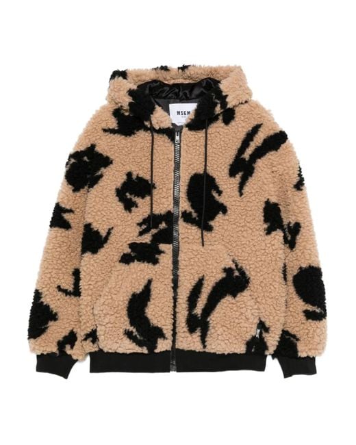 MSGM Black Rabbit-Print Hooded Jacket for men
