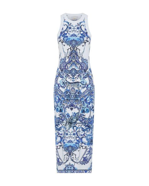 Camilla Blue Glaze And Graze-print Dress