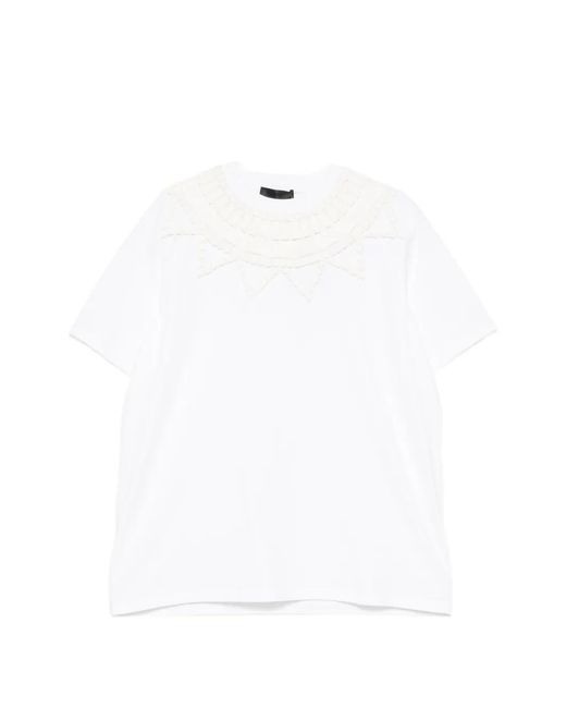 RAXXY White Quilted-Detail T-Shirt