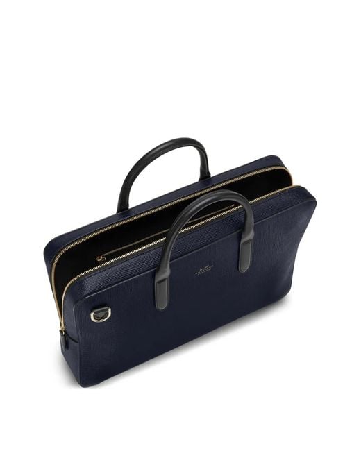 Smythson Blue Panama Slim Briefcase