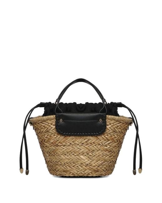 V73 Black Drawstring Tote Bag