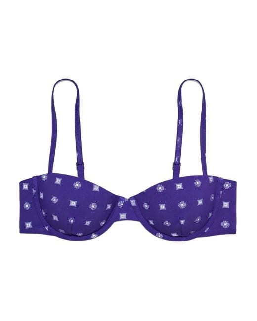Top Bikini Con Motivo Geometrico di Tory Burch in Purple