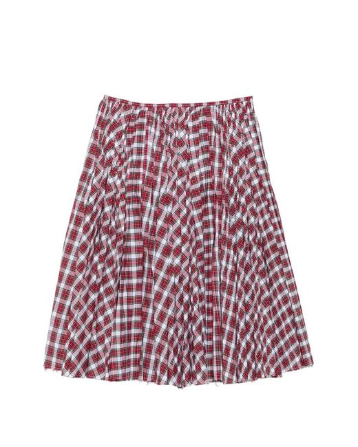 N°21 Red Jupe Plissée À Carreaux