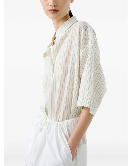 Studio Nicholson White Merle Point-Collar Striped Shirt