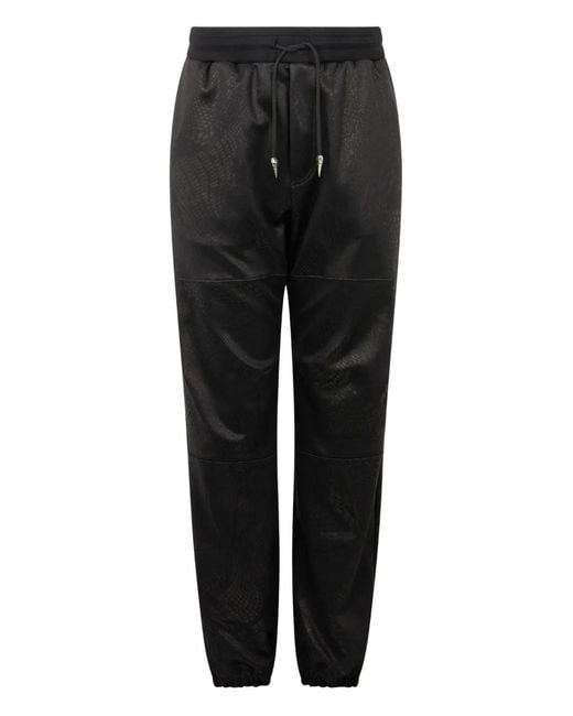 Roberto Cavalli Black Patterned-Jacquard Trousers for men