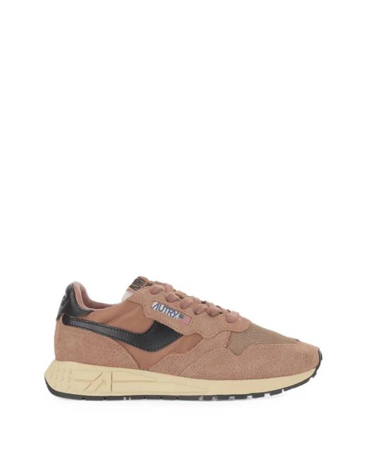 Autry Pink Reelwind Suede-Panel Sneakers