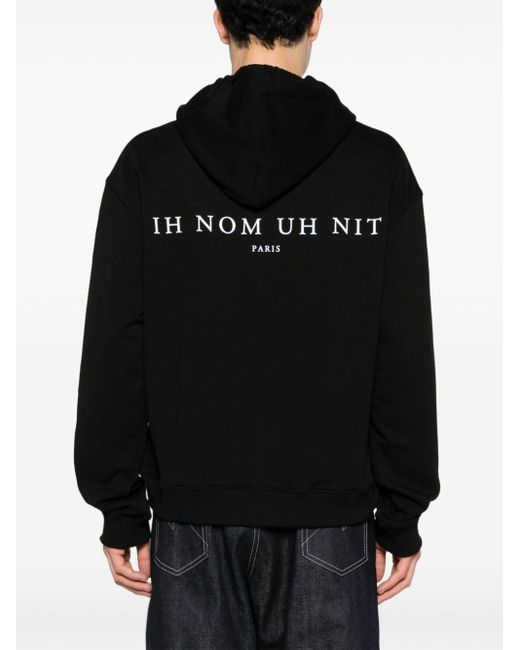Ih Nom Uh Nit Black Floral-print Cotton Hoodie for men
