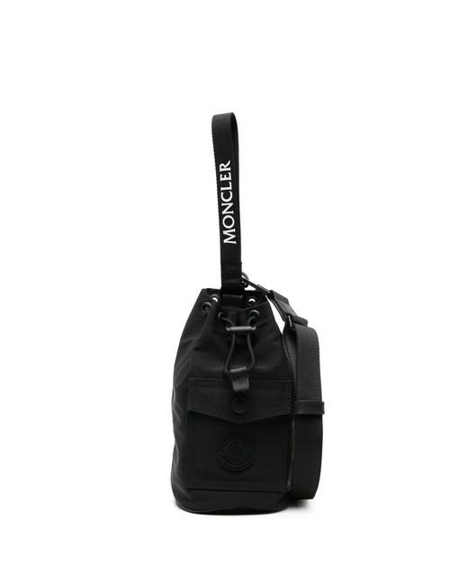 Moncler Black Mini Logo-Patch Bucket Bag