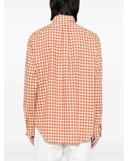 Maison Kitsuné Orange Chemise À Carreaux Vichy for men