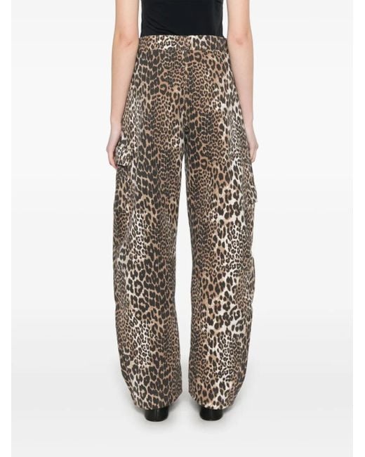 Ganni Brown Animal Print Pants