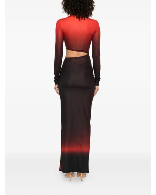 Patrizia Pepe グラデーション カットアウト ドレス Red