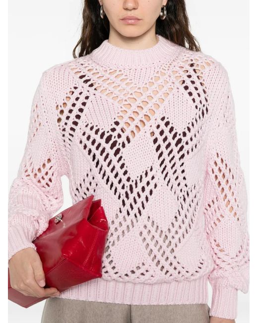 Jil Sander Pink Open-Knit Sweater