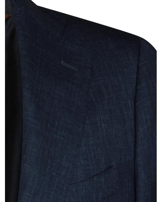 Canali Blue Single-Breasted Wool Suit for men