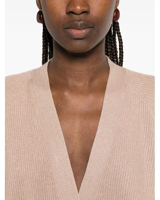 Brunello Cucinelli Natural Ribbed-Knit Cardigan