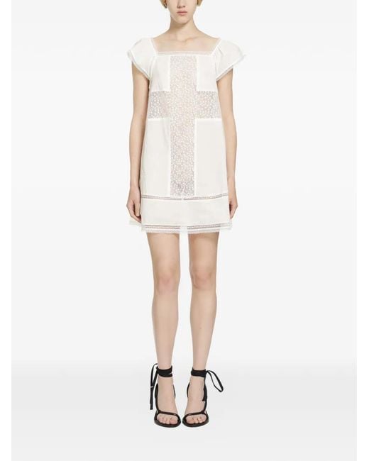 Daisy London White Lace-Panelled Mini Dress