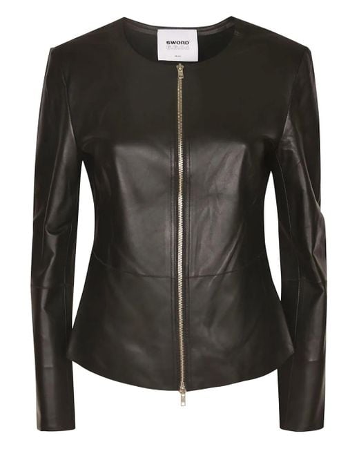 S.W.O.R.D Black Zip-Fastening Leather Jacket