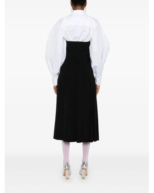 Comme des Garçons Geplooide Midi-Jurk in het Black