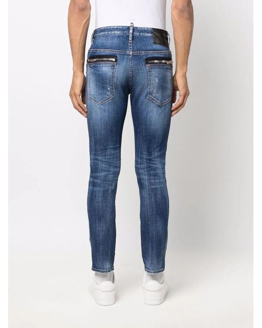 DSquared² Blue Logo-Print Skinny Jeans for men