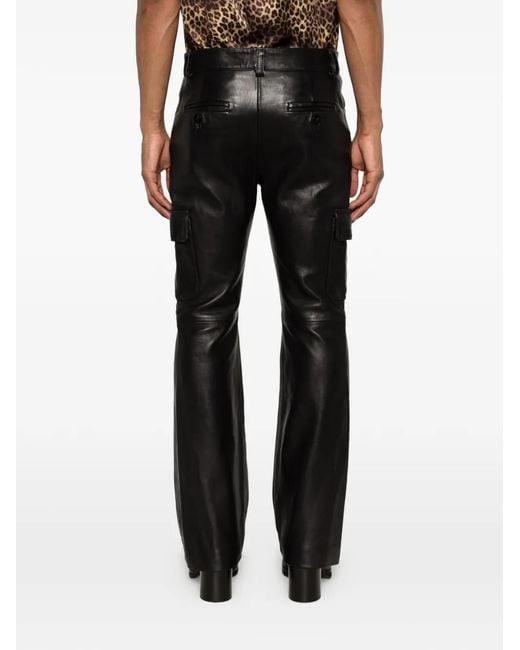 Ernest W. Baker Black Pocket Leather Trousers for men