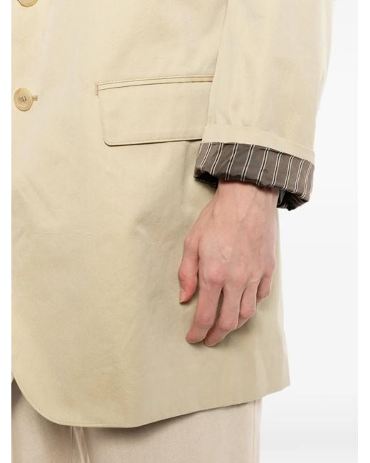 Yohji Yamamoto Natural Buckle-Detail Peaked-Lapel Blazer for men