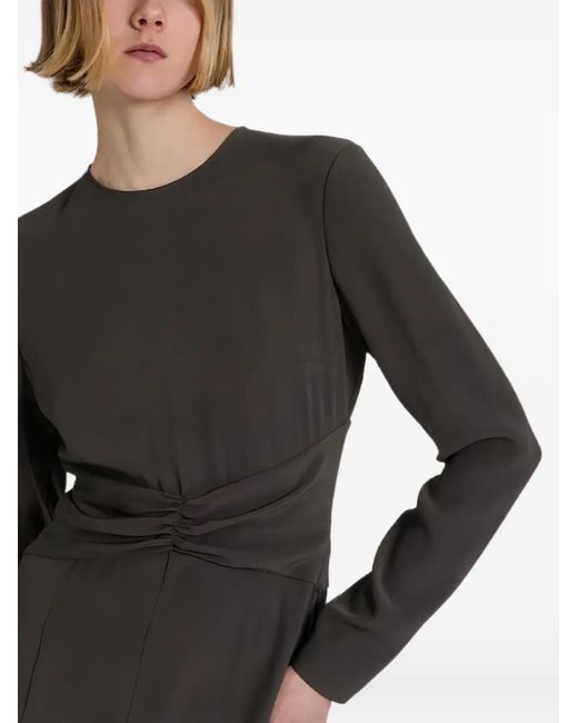 Alberta Ferretti Black Ruched Long-Sleeve Midi Dress