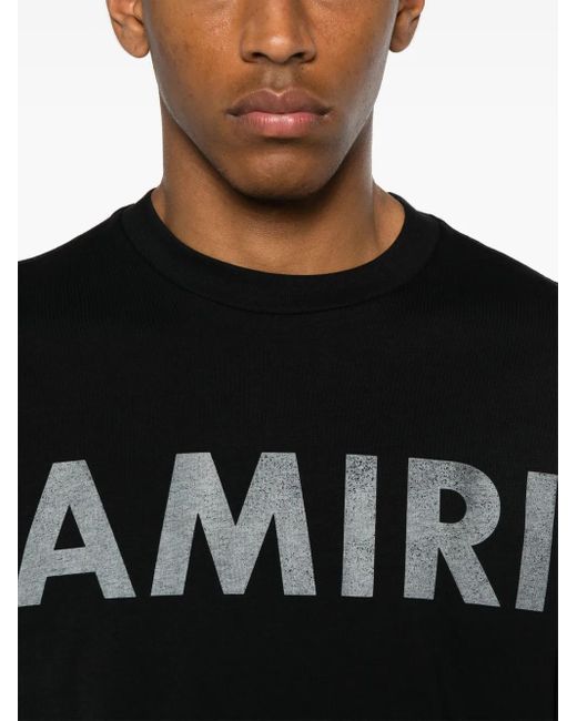 Amiri Black Bold Graphic Print Crew Neck T-Shirt for men