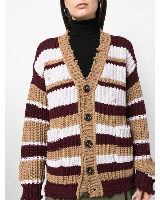 DSquared² Brown Striped Buttoned Cardigan