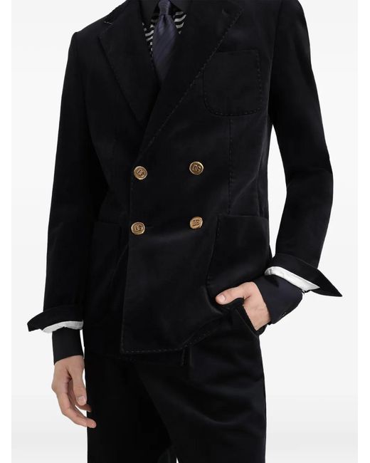 Dolce & Gabbana Black Portofino Double-Breasted Velvet Jacket for men