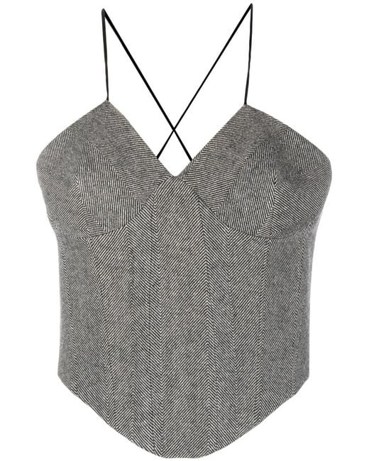 Ermanno Scervino Gray Herringbone Wool Top
