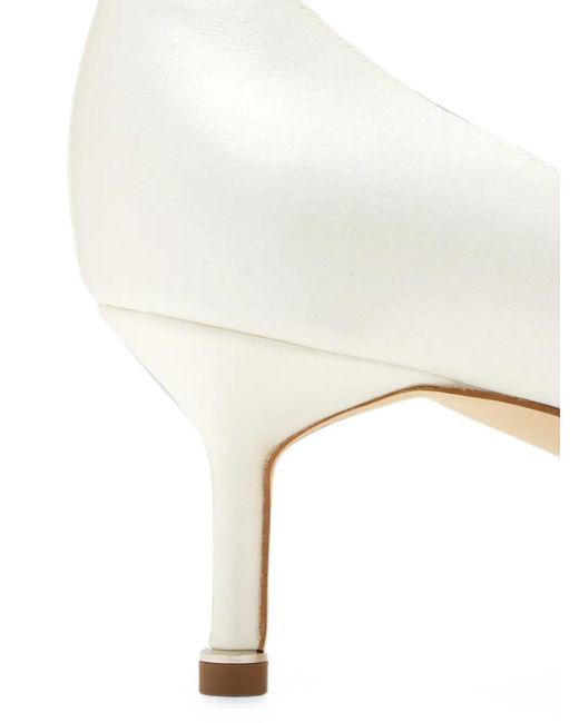 Manolo Blahnik White Hangisi Crystal-Buckle Pumps