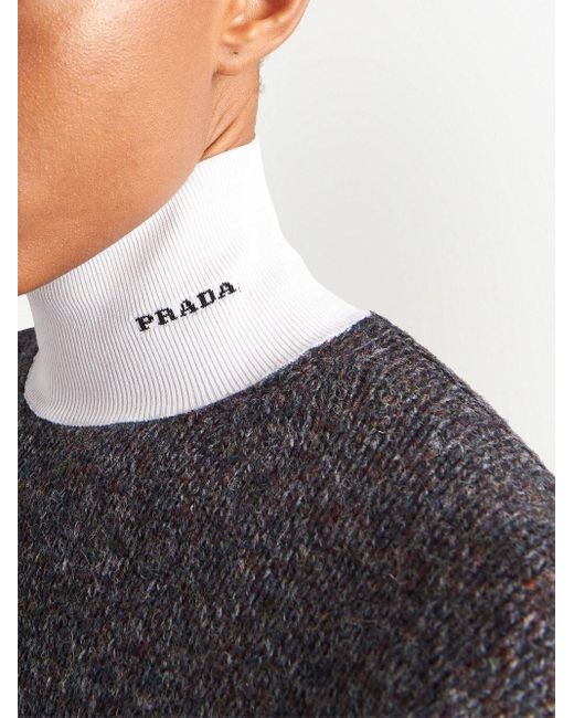 Prada High-neck Knitted Jumper in Black | Lyst