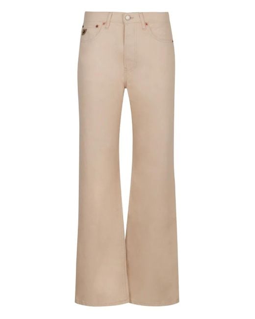 Lois Natural Logo-Patch Flared Jeans