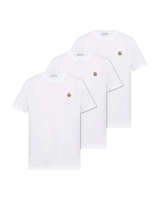 Moncler T-Shirt-Set mit Logo-Patch in White für Herren