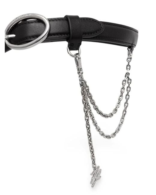 Karl Lagerfeld Black Chain-Link Crystal-Embellished Belt