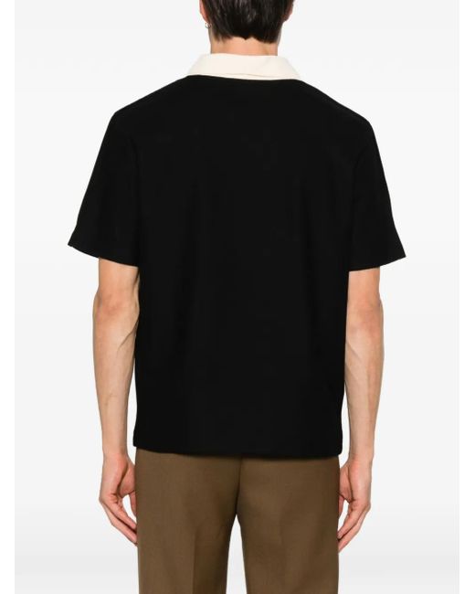 Lanvin Black Roun-Neck Collared T-Shirt for men