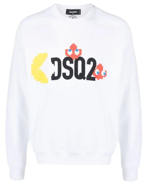 DSquared² White Logo-Print Cotton Sweatshirt for men