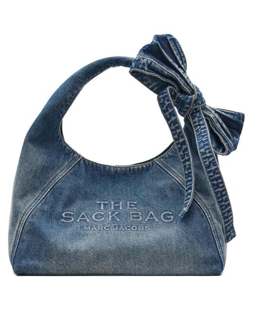 Marc Jacobs Blue The Bow Denim Sack Shoulder Bag