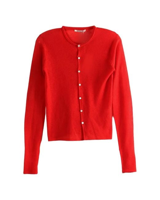 Auralee Red Buttoned Cardigan